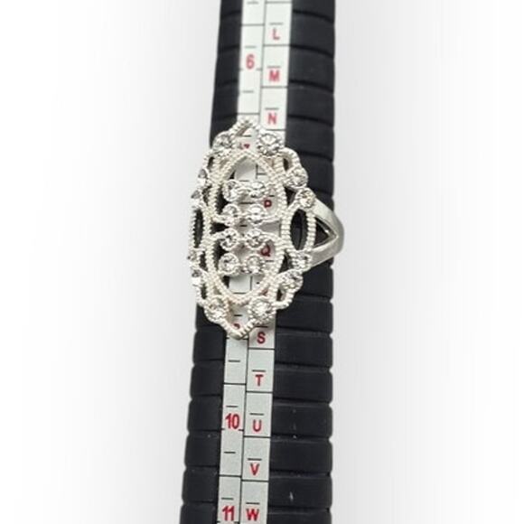 Vintage Silver Tone Filigree Statement Ring – Size 8 - Picture 6 of 7